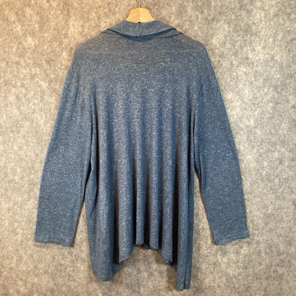 Jess & Jane Top Tunic Women X Large Blue Floral Cowl Neck Lagenlook Flowy - Picture 4 of 13